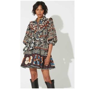 Cleobella Lotte Mini Dress in Deco - Black, White, Brown